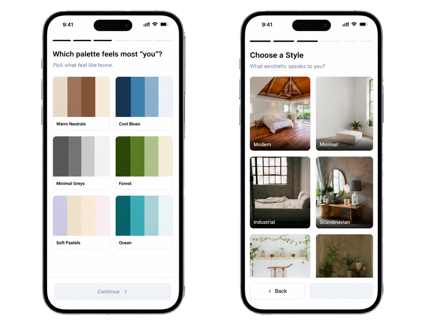 Explore styles, palettes, and room intent.